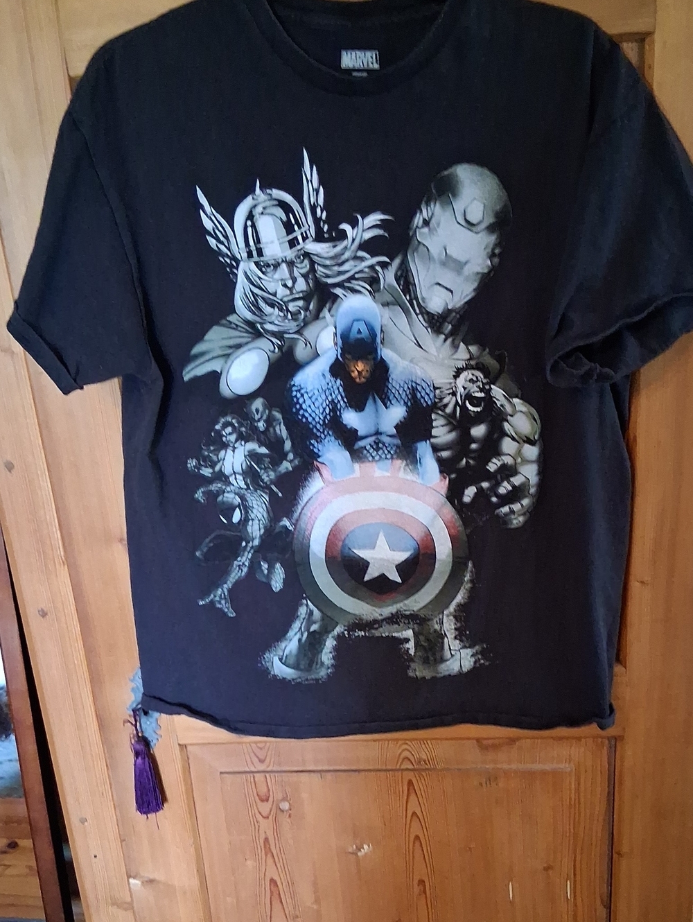 Marvel Black Avengers Graphic Tee with Captain America Shield
